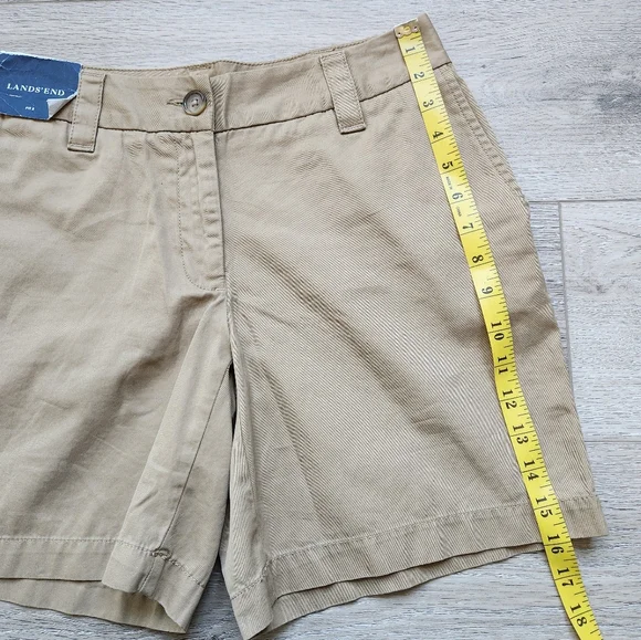 Lands End Walnut Tan Fit 2 Chino 7 Inch Shorts Womens 2 Baumwolle Cotton Nwt - Picture 8 of 11